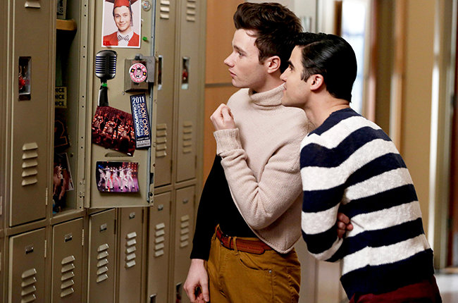 GLEE:  Blaine (Darren Criss, R) and Kurt (Chris Colfer, L) reminisce in the special two-hour "2009/Dreams Come True" Series Finale episode of GLEE airing Friday, March 20 (8:00-10:00 PM ET/PT) on FOX. ©2015 Fox Broadcasting Co. CR: Tyler Golden/FOX